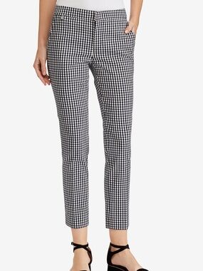 Lauren Ralph Lauren Black & White Gingham Slim Ankle Pants